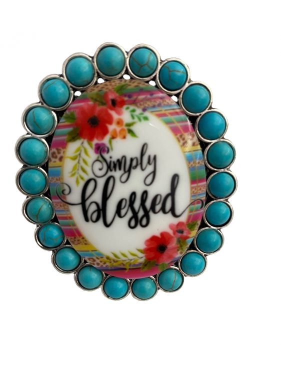 "Simply Blessed" serape  Pop Up Phone Grip w/ Stand Teal-FREE SHIPPING