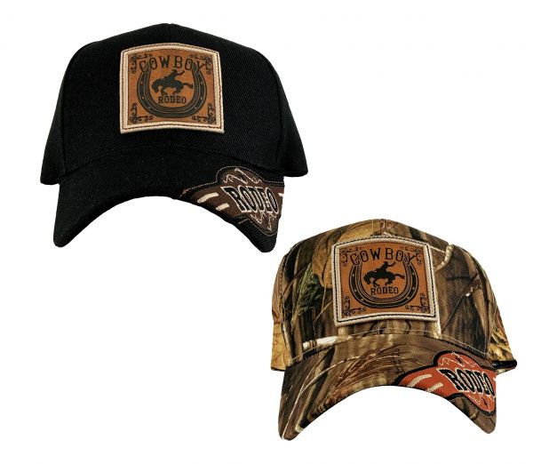Stamped Cowboy Rodeo Patch Ballcap w/ Bucking Horse Logo Rodeo Embroidered Bill-FREE SHIPPING